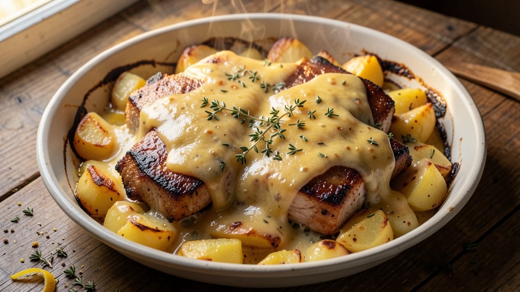 Cheesy Pork Chop Casserole Recipe: Crispy Top, Melty Cheese Layers