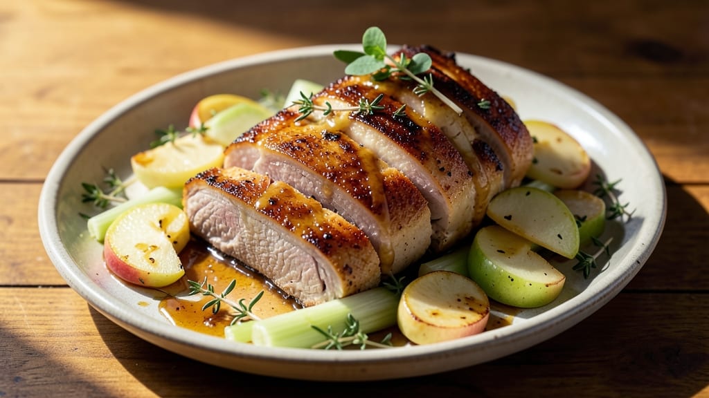 Apple Stuffed Pork Loin Roast Recipe Boneless: Crispy Celery Crowns Over Sweet Apple Filling