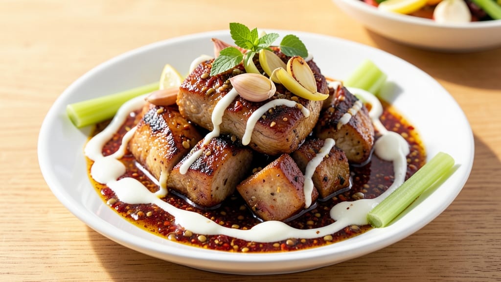Achari Pork Recipe: South Indian Spice Braise With Celery Crown Crunch
