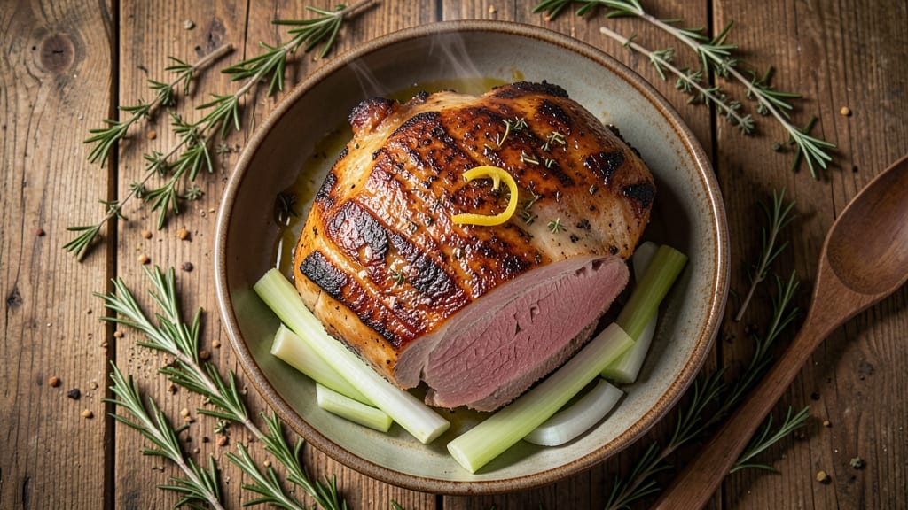 4lb Pork Loin Roast Recipe: Juicy Pink Hearts With Celery Crown Crunch