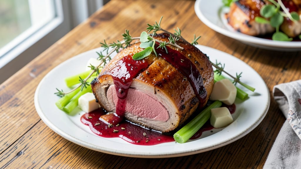 Alison Roman's Pork Shoulder Recipe: Celery Crown Crunch Over Smoky Tomato Gravy