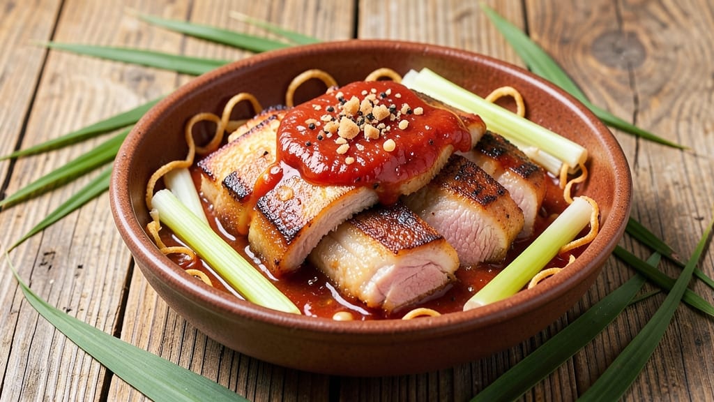 Adobong Labong With Pork Recipe: Smoky Soy-Braised Pork with Celery Crown Crunch