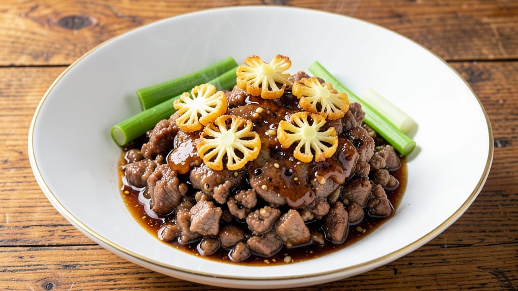 Minced Pork Filipino Style Recipe: Crispy Celery Crowns Over Savory Soy-Vinegar Shreds