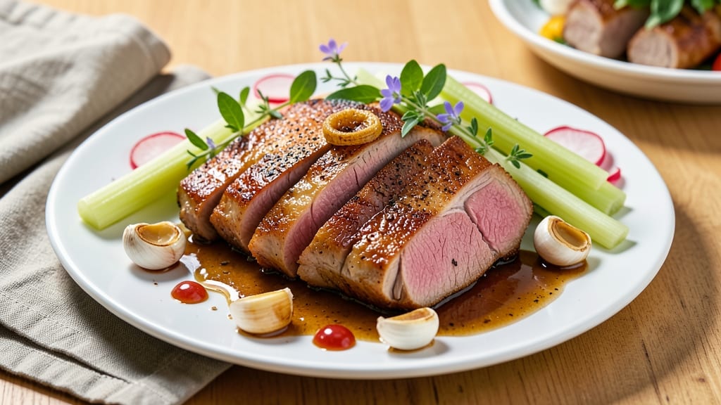 Amazing Pork Loin Recipe: Pan-Sear Crispness With Smoky Celery Crown Topping