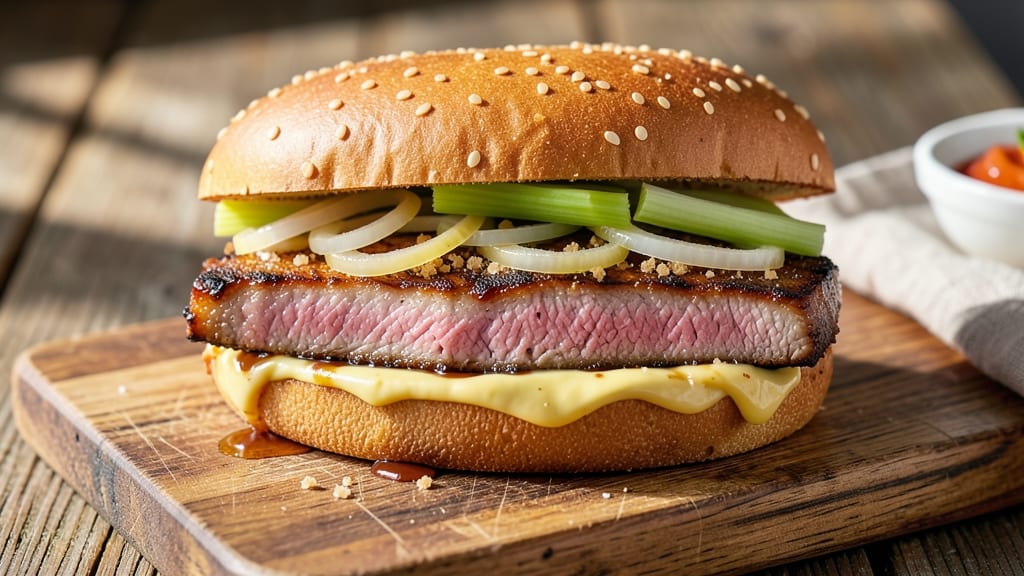 Midwest-Style Pork Tenderloin Sandwich Recipe: Celery Crown Crunch Over Smoky Onion Jam