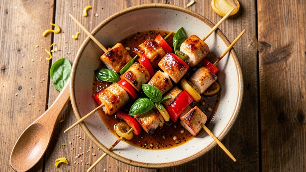 Asian Pork Kabobs Recipe: Smoky Five-Spice Glaze with Charred Bites