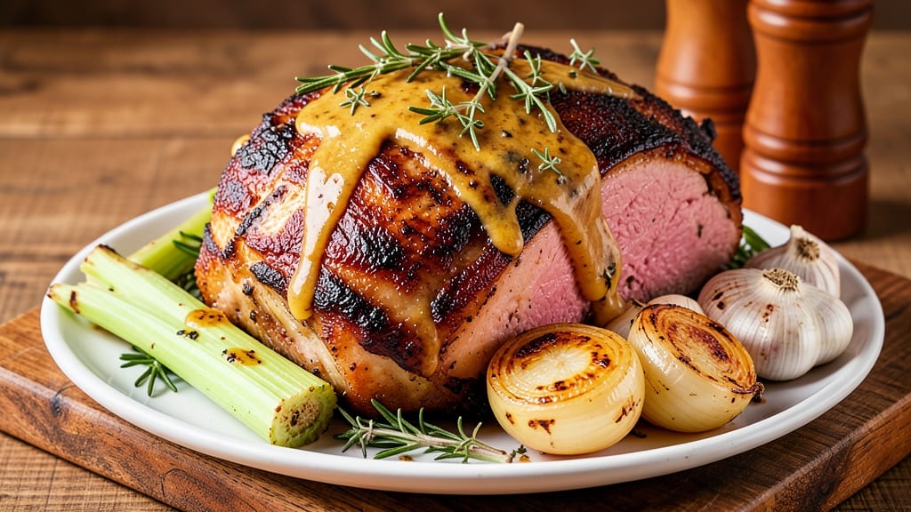 Air Fryer Rotisserie Pork Roast Recipe: Crispy Celery Crowns Over Juicy, Caramelized Shreds