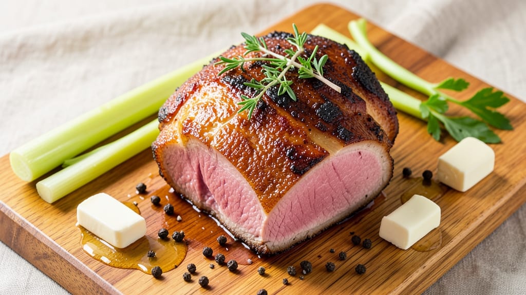 4-Pound Pork Loin Roast Recipe: Juicy Pink Hearts With Crispy Celery Crown Topping