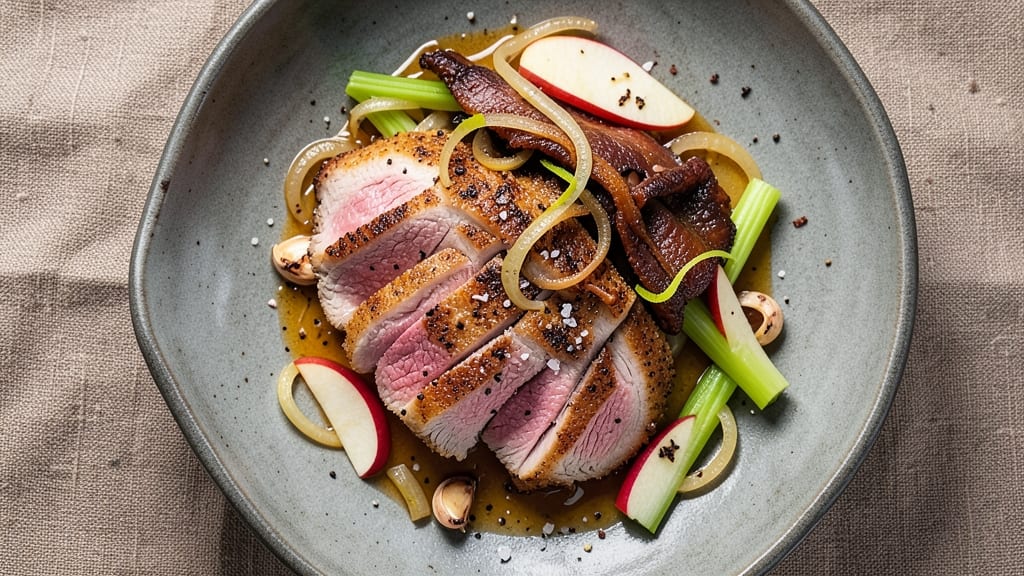 Amanda Freitag's Pork on Pork Recipe: Celery Crown Crunch Over Smoky Apple Gravy
