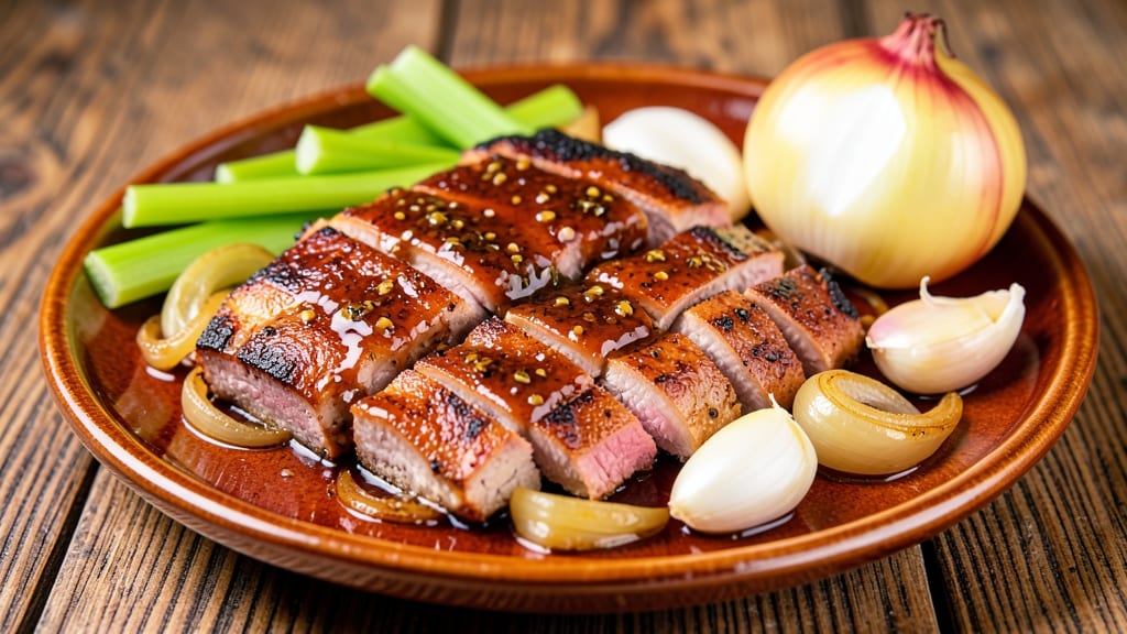 Adobo Pork Tenderloin Recipe: Vinagar-Braised Tenderness With Crispy Celery Crowns