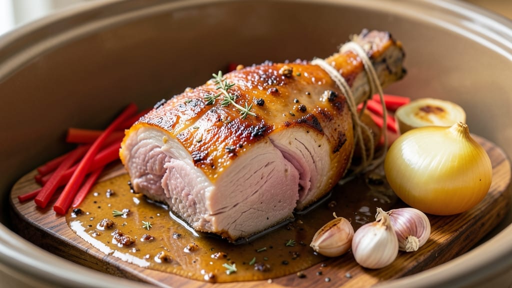 Mississippi Pork Roast Recipe Slow Cooker: Celery Crown Crunch Over Creamy Tomato Gravy