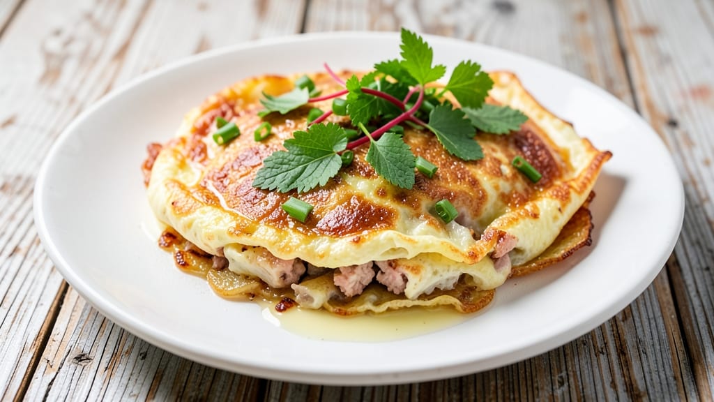 Minced Pork Omelette Recipe: Savory Stuffed Eggs With Herby Crisp Edges