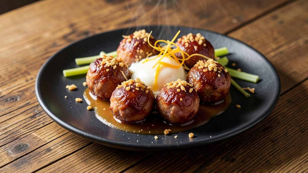 Mince Pork Balls Recipe: Crispy Celery Crowns Over Smoky Tomato Gravy