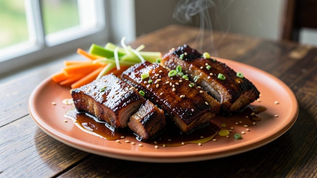 Ah So Sauce Pork Ribs Recipe: Celery Crown Crunch Over Tangy Soy Velout