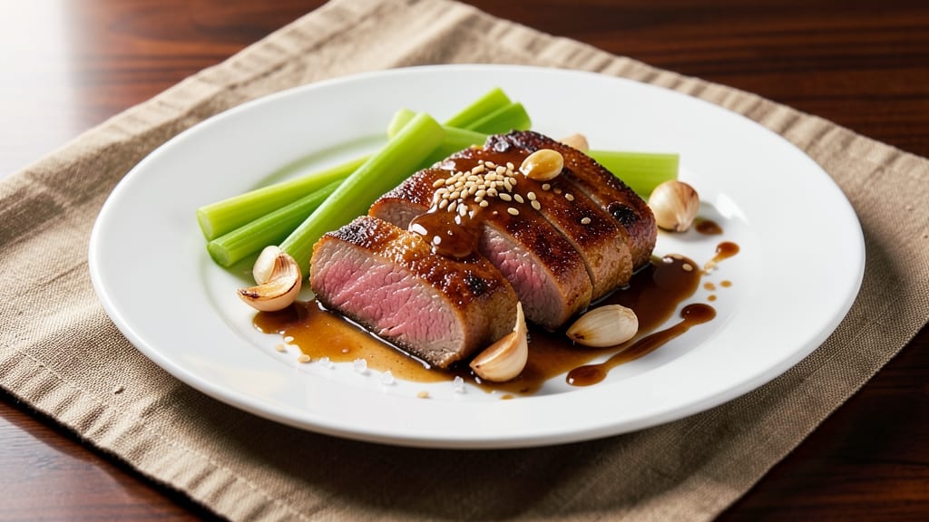 Ah So Pork Recipe: Crispy Celery Crowns Over Savory Herb Gravy