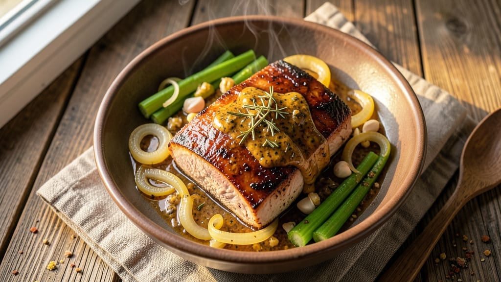 Airfryer Pork Loin Recipe: Juicy Pink Hearts With Crispy Celery Crowns